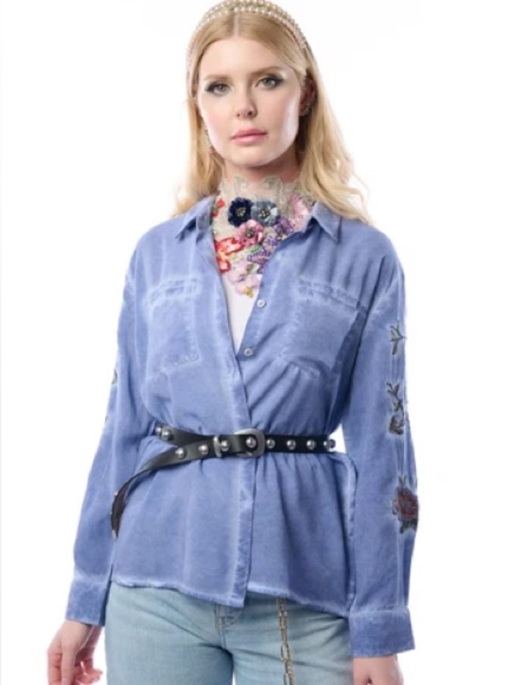 Aratta Silent Journey Blue Button Down Shirt - Picture 4 of 4